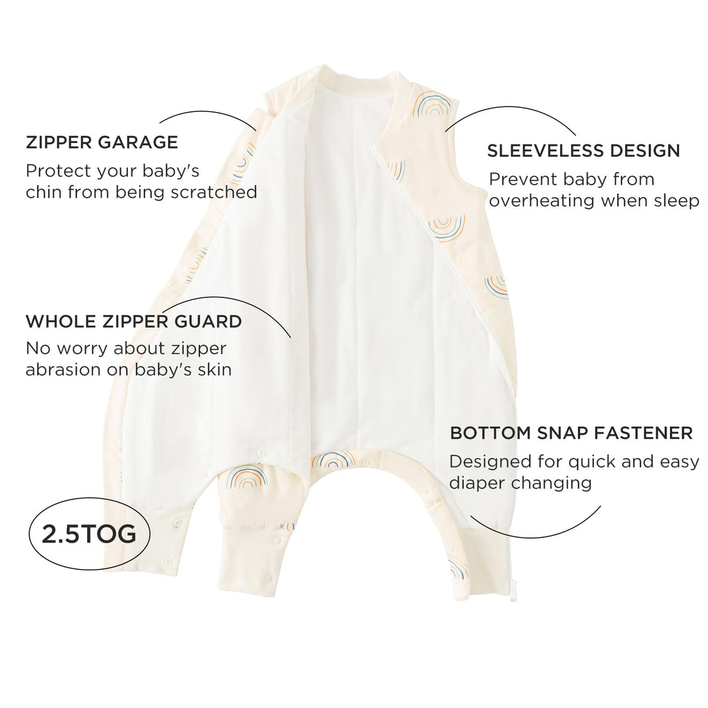 Duomiaomiao 2.5 TOG Toddler Sleep Bag 36-48 Months 100% Cotton Winter Side Open Zipper Baby Sleep Sack with Feet, Warm Toddler Wearable Blanket