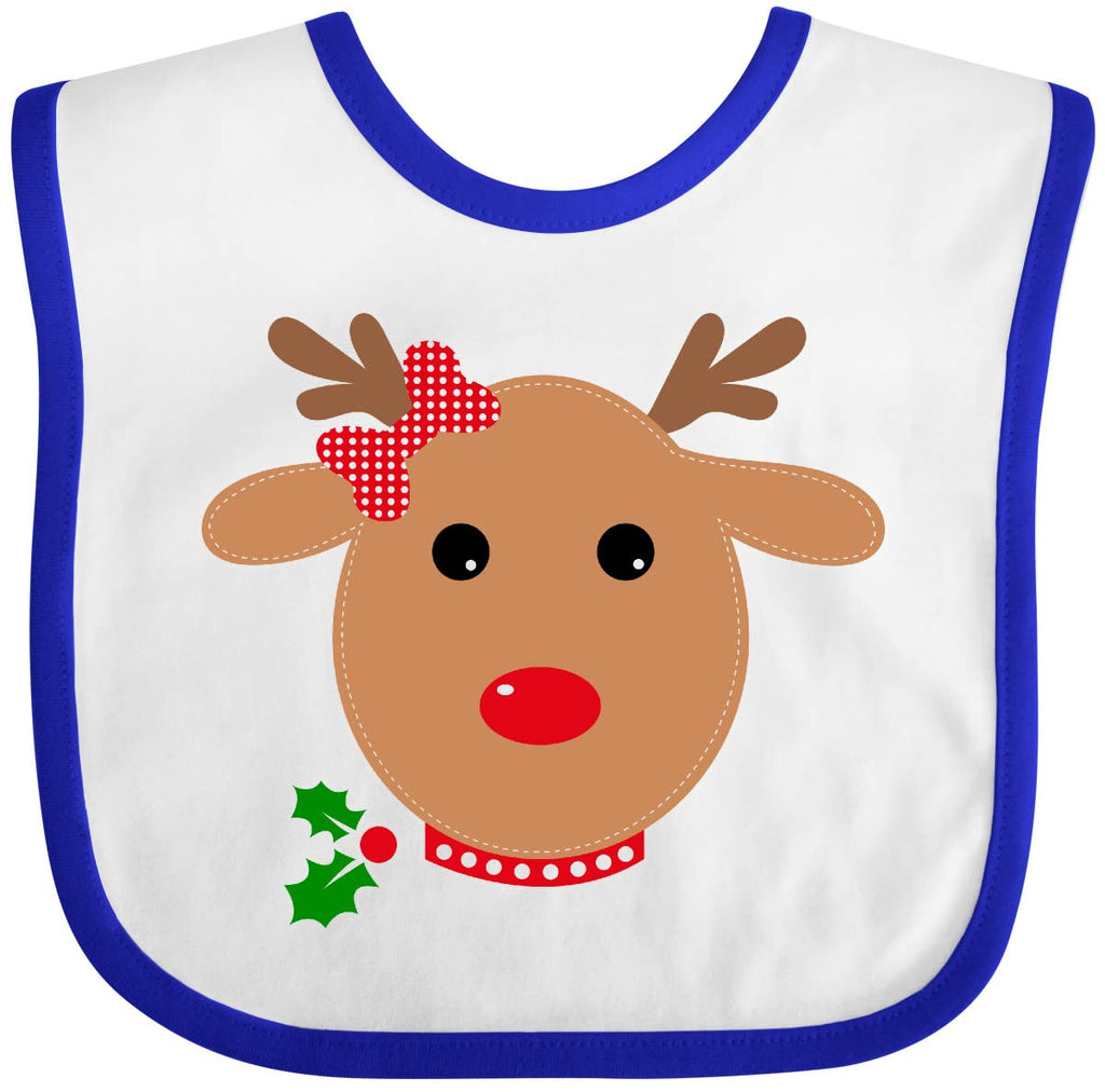 inktastic Girl Reindeer Baby Bib White and Royal 2762b