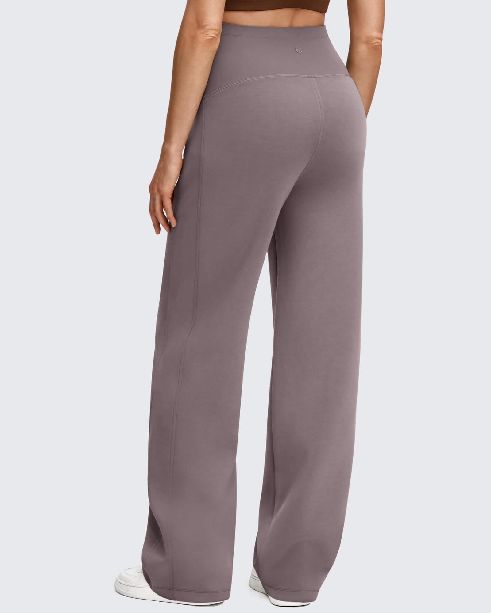 G4Free Maternity Pants Yoga Wide Leg Over The Belly Adjustable Waist Trousers Comfy Pregnancy Sweatpants with Pockets(Taupe,M,Petite)