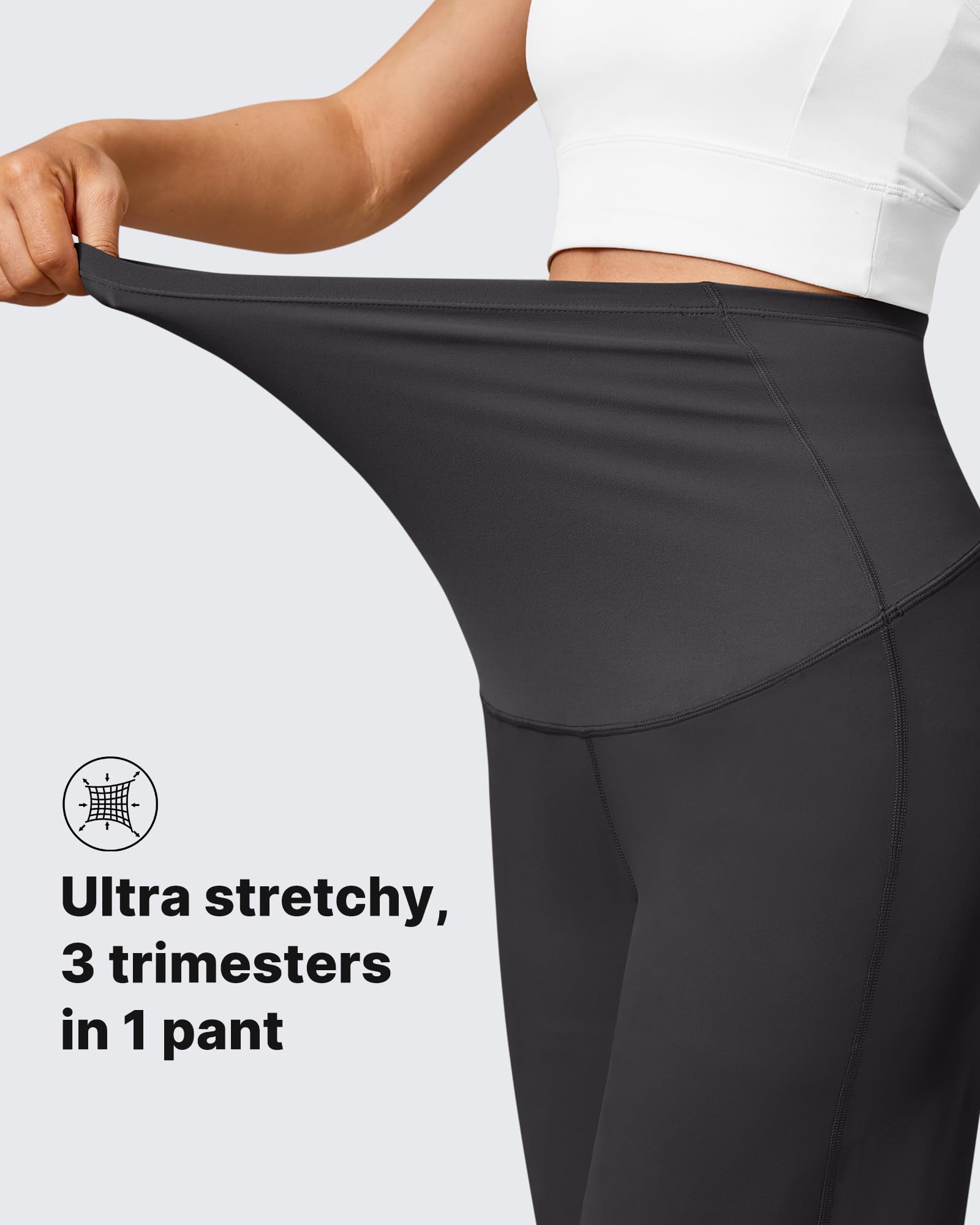 G4Free Maternity Pants Pregnancy Dress Pant Yoga,Black,M,Petite