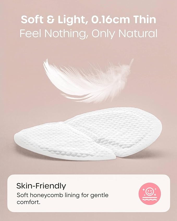 Nuliie Super Absorbent & Featherlight Disposable Nursing Pads 150 Count, Stay Dry, Soft & Breathable Breast Pads for Leaking Milk, Leakproof, Individually Packaged Breastfeeding Essentials for Moms