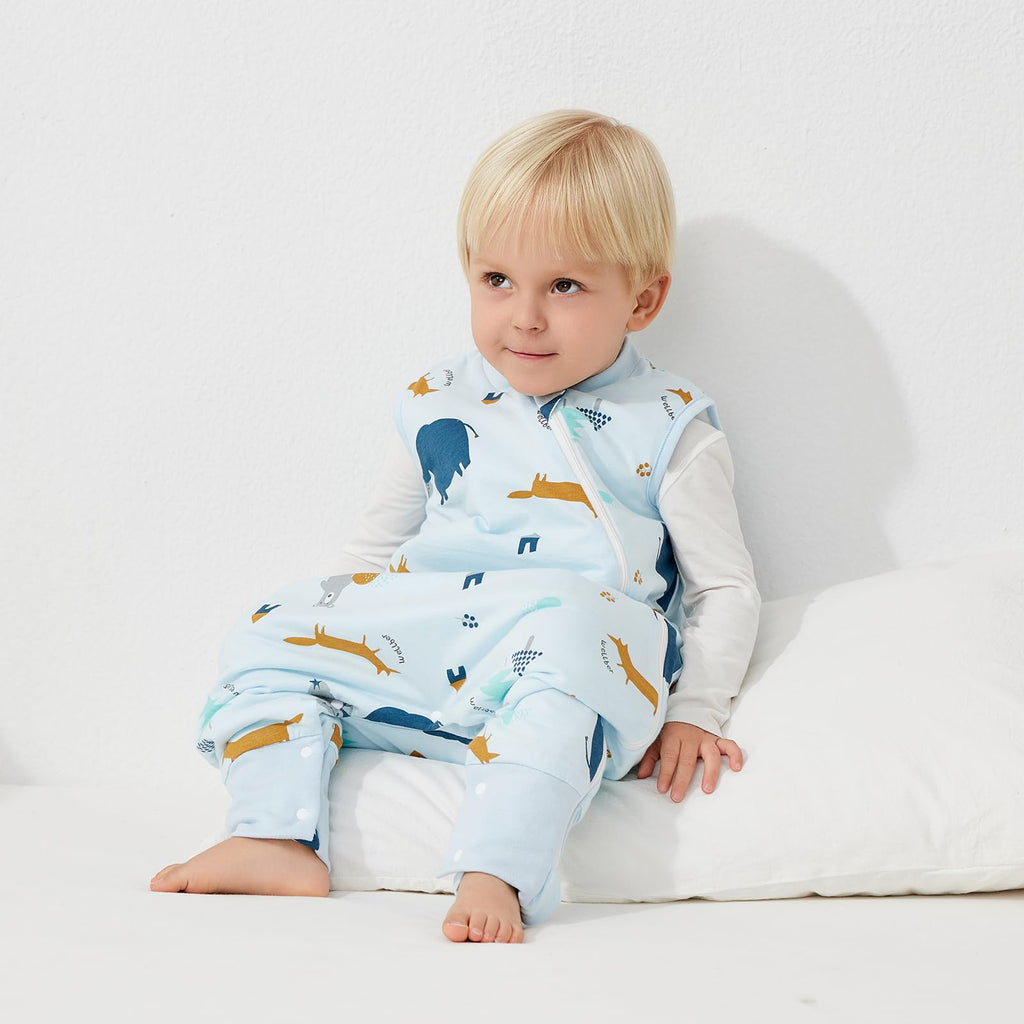 Duomiaomiao 2.5 TOG Toddler Sleep Bag 12-24 Months 100% Cotton Winter Side Open Zipper Baby Sleep Sack with Feet, Warm Toddler Wearable Blanket