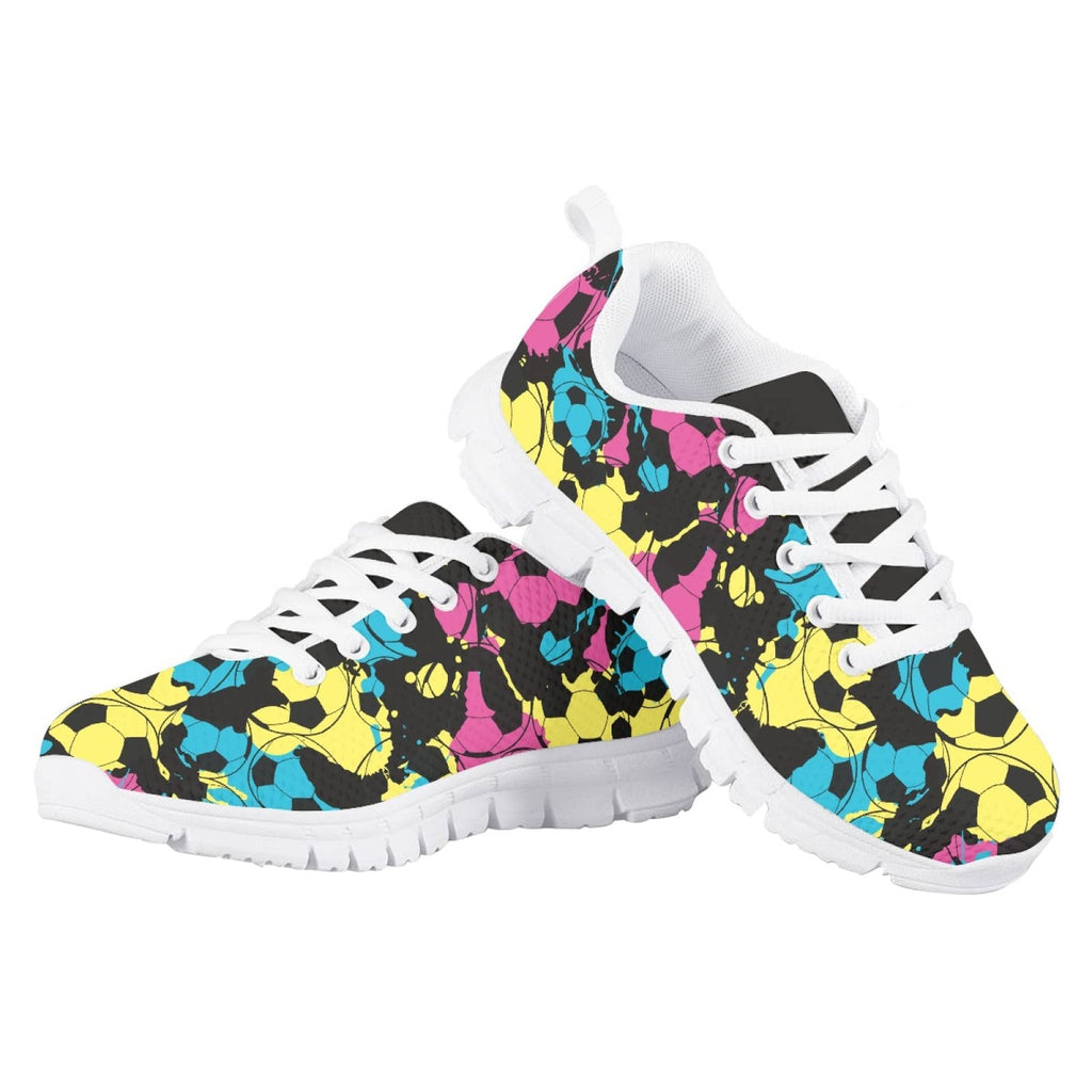 MARSVOVO Girl Running Shoes Lightweight Breathable Athletic No Lace Pre Walking Shoes for Boy Girl Classic Lace-up Fashion Comfortable Resistant Play Sport Kids Sneakers Football Design Size 13 US
