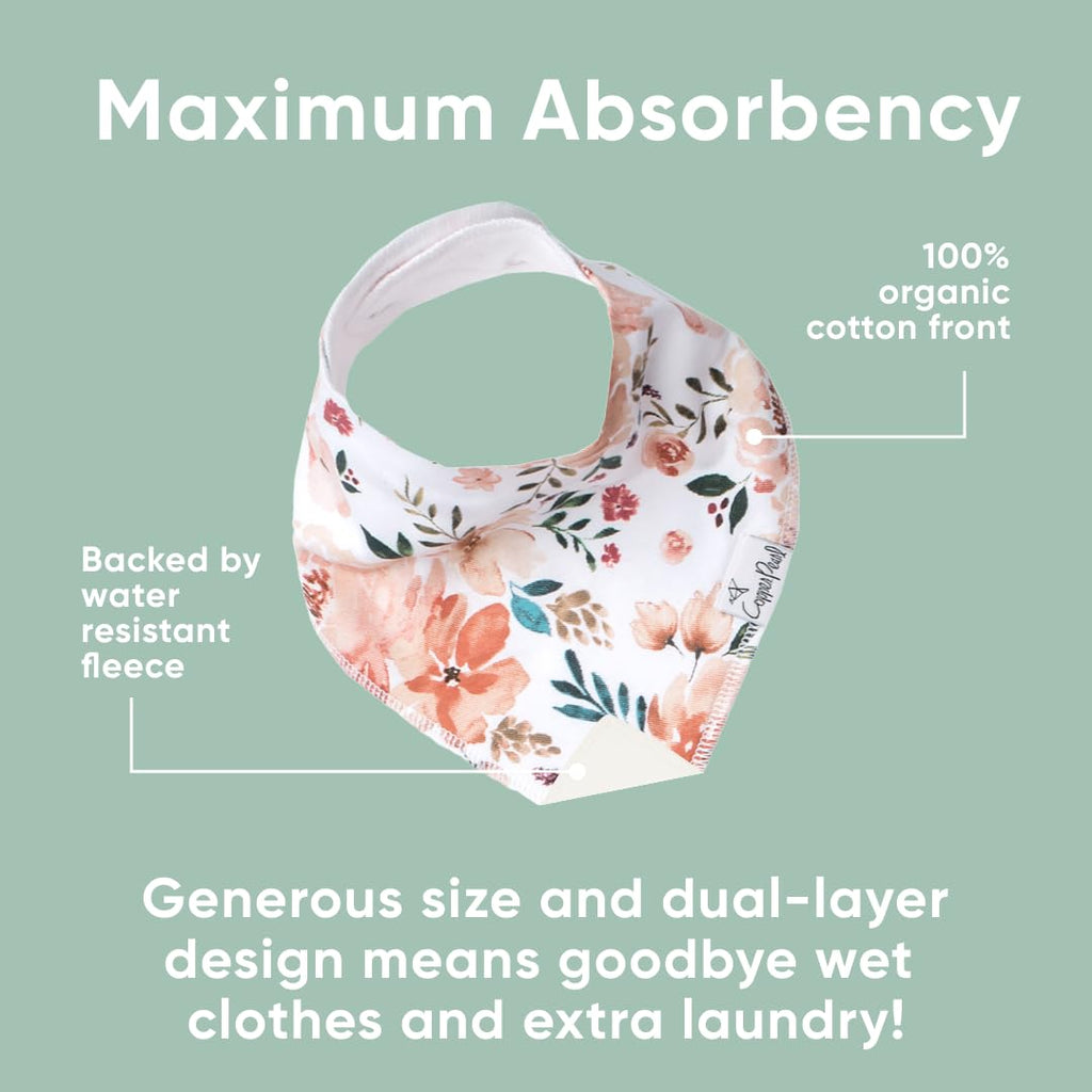 Copper Pearl Baby Bibs for Baby Boy or Girl – Bandana Drool Bibs for Teething, Absorbent Bibs for Eating, Newborn to Toddler, 4 Pack, Autumn