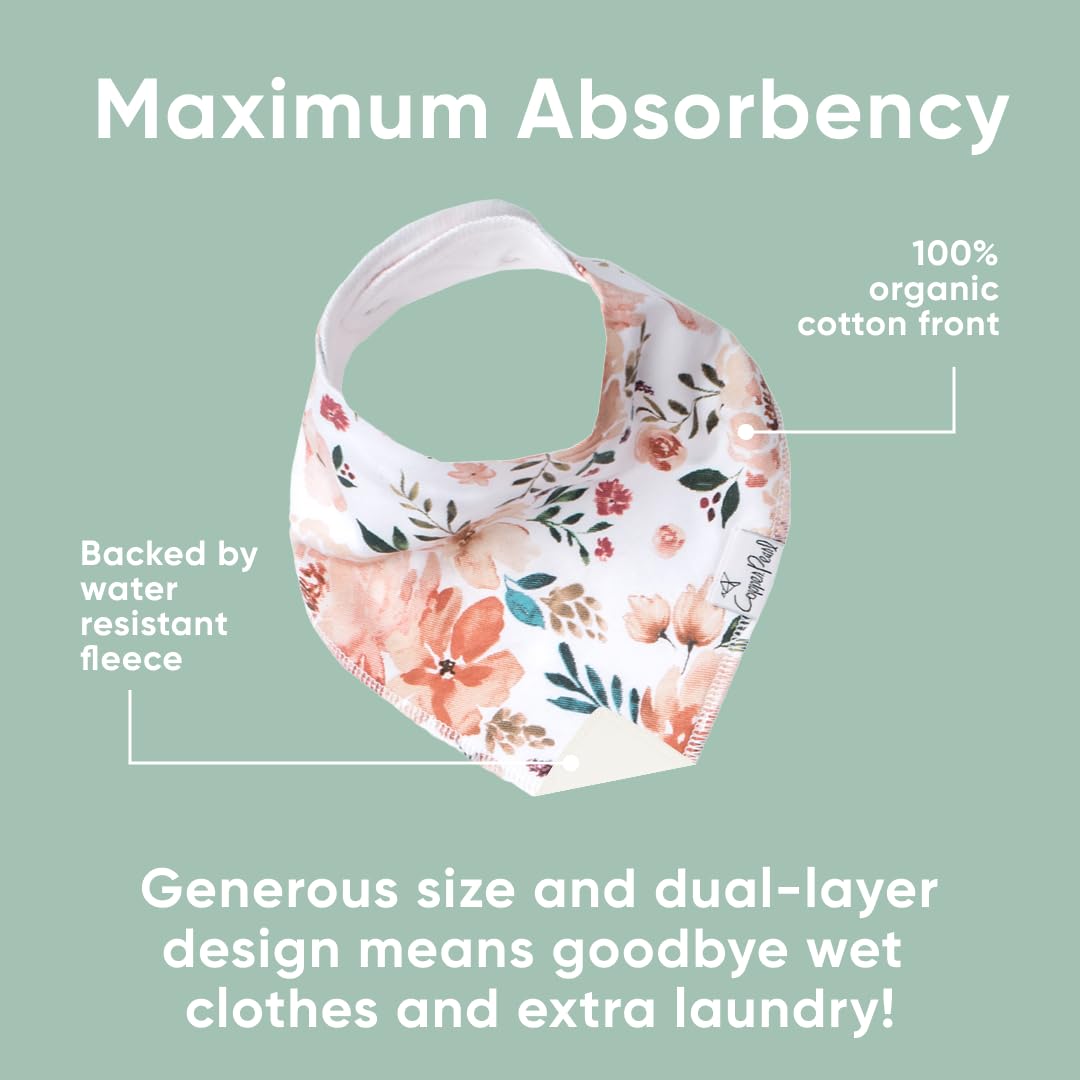 Copper Pearl Baby Bibs for Baby Boy or Girl – Bandana Drool Bibs for Teething, Absorbent Bibs for Eating, Newborn to Toddler, 4 Pack, Autumn