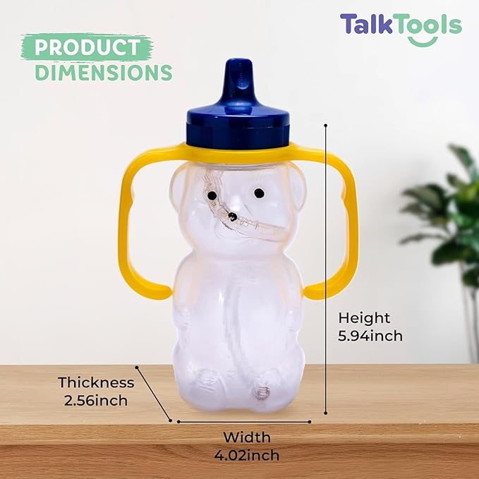 TalkTools Honey Bear Straw Cup, Dishwasher Safe Baby Drinking Bottle, Premium Food-Grade Material, Honeybear Sippy Cup for Ages 4+ Months, Trainer for Babies, Kids and Toddlers (2pack 7oz)