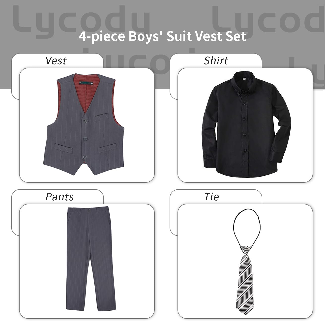 Boys Suit Set for Kids Formal Tuxedo Suits for Wedding, Grey, 4T