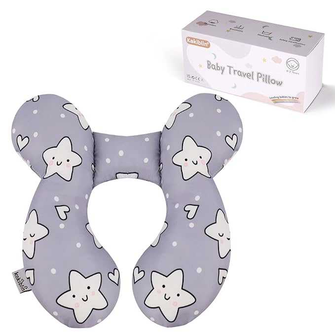 KAKIBLIN Baby Neck Pillow,Upgraded Baby Support Pillow, Head Pillow,Travel Pillow for Car Seat,Pushchair,Travel (Star)