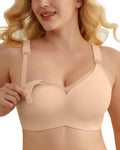 As Fairy Nursing Bras Wireless Maternity Bra with Support Hands-Free Pumping Bra Seamless Bralette Sleep Nursing Tank Top with Lace Pregnancy for Women 34dd 36c 36d 38b Nude Large