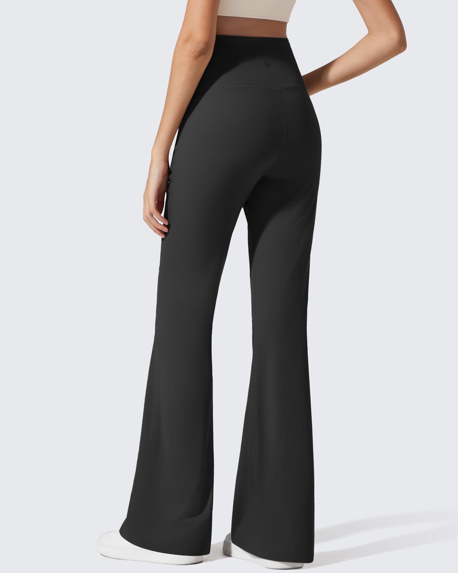 G4Free Maternity Pants for Women with Pockets Over The Belly Stretchy Trousers Casual Yoga Pregnancy Bell Bottom Leggings(Black,M,Regular)