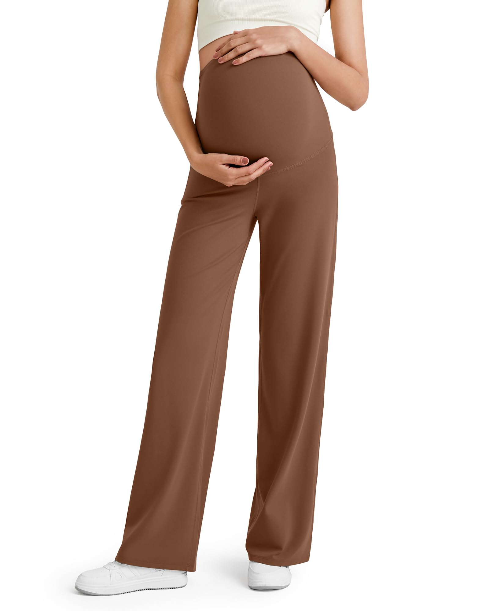 G4Free Maternity Pants Yoga Work,Dark Coffee,XL,Extra Tall
