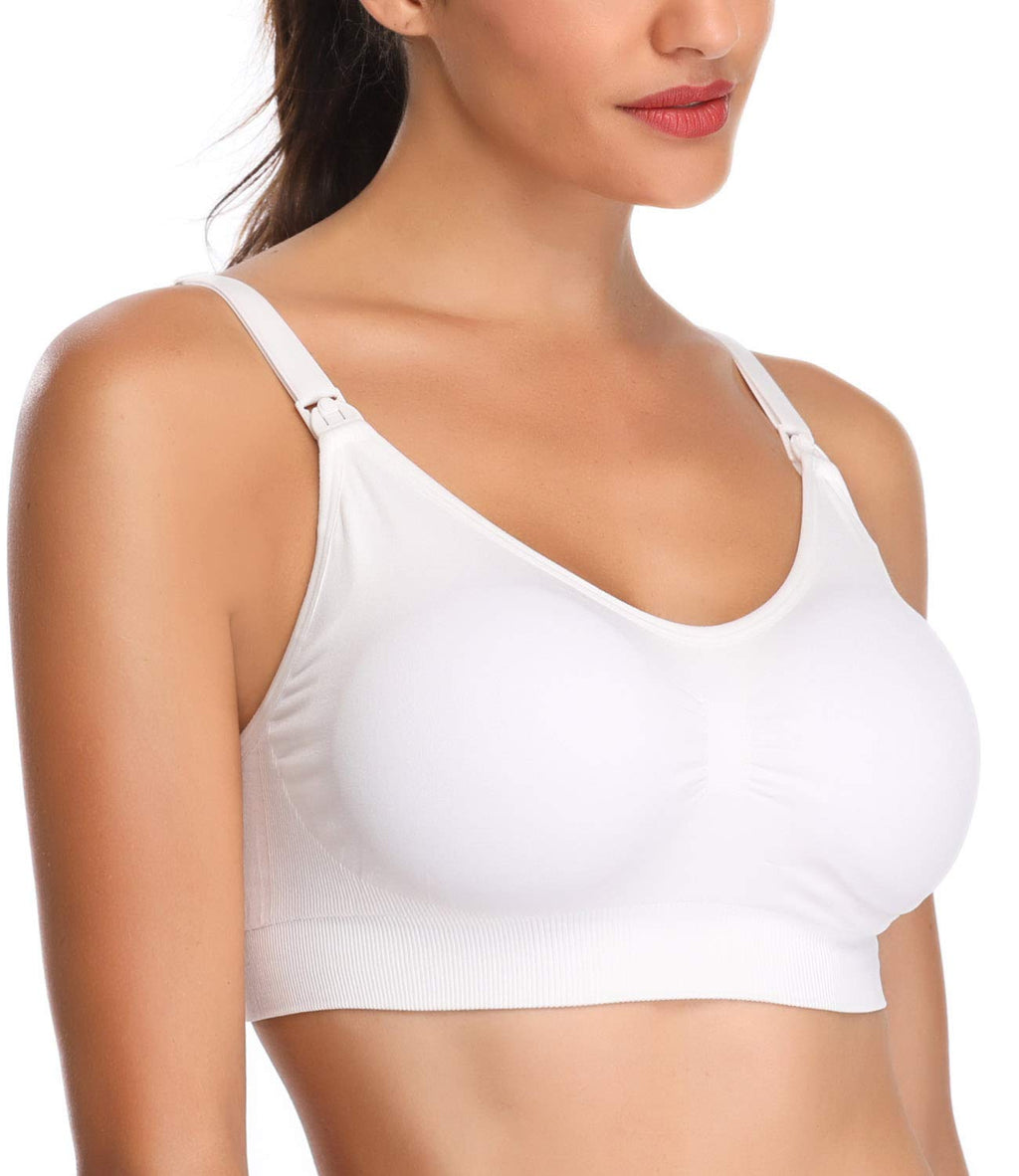 Lataly Womens Sleeping Nursing Bra Wirefree Breastfeeding Maternity Bralette Pack of 5 Color White Size L
