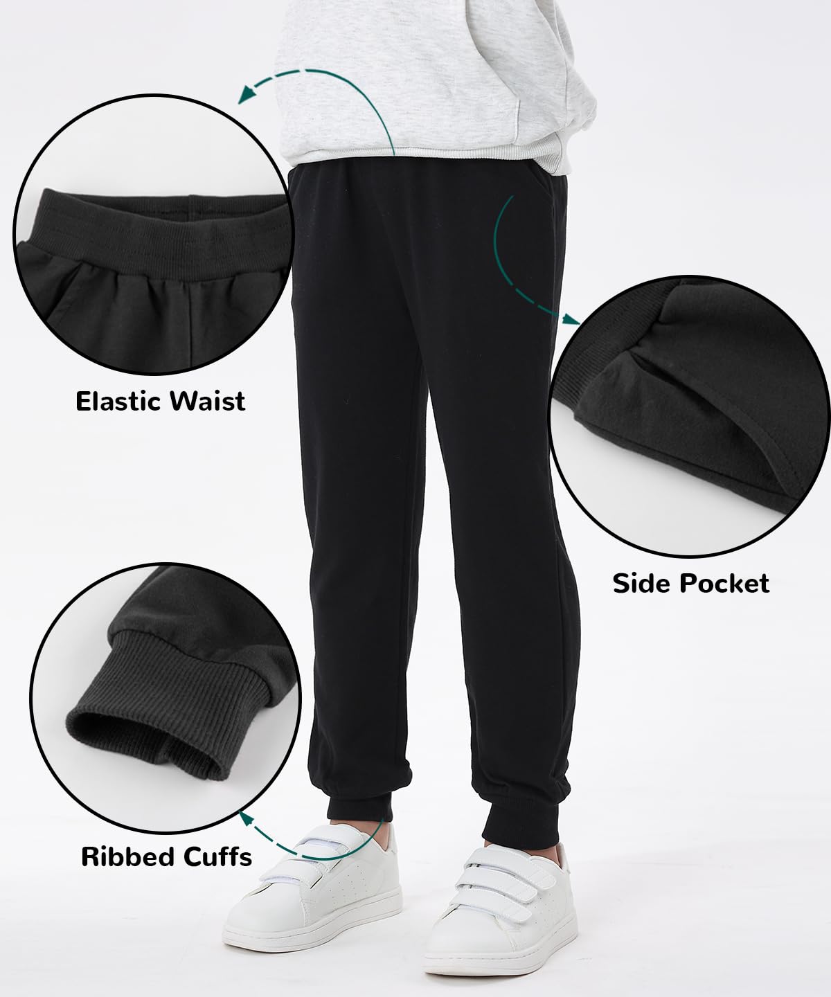 GFQLONG Toddler Boys Pants 100% Cotton Joggers Sweatpants 9-10 Years