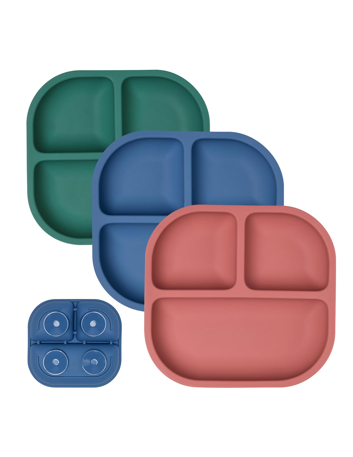 Babelio Baby & Toddler Suction Plates, Food Grade Silicone, Divided, 3 Pack