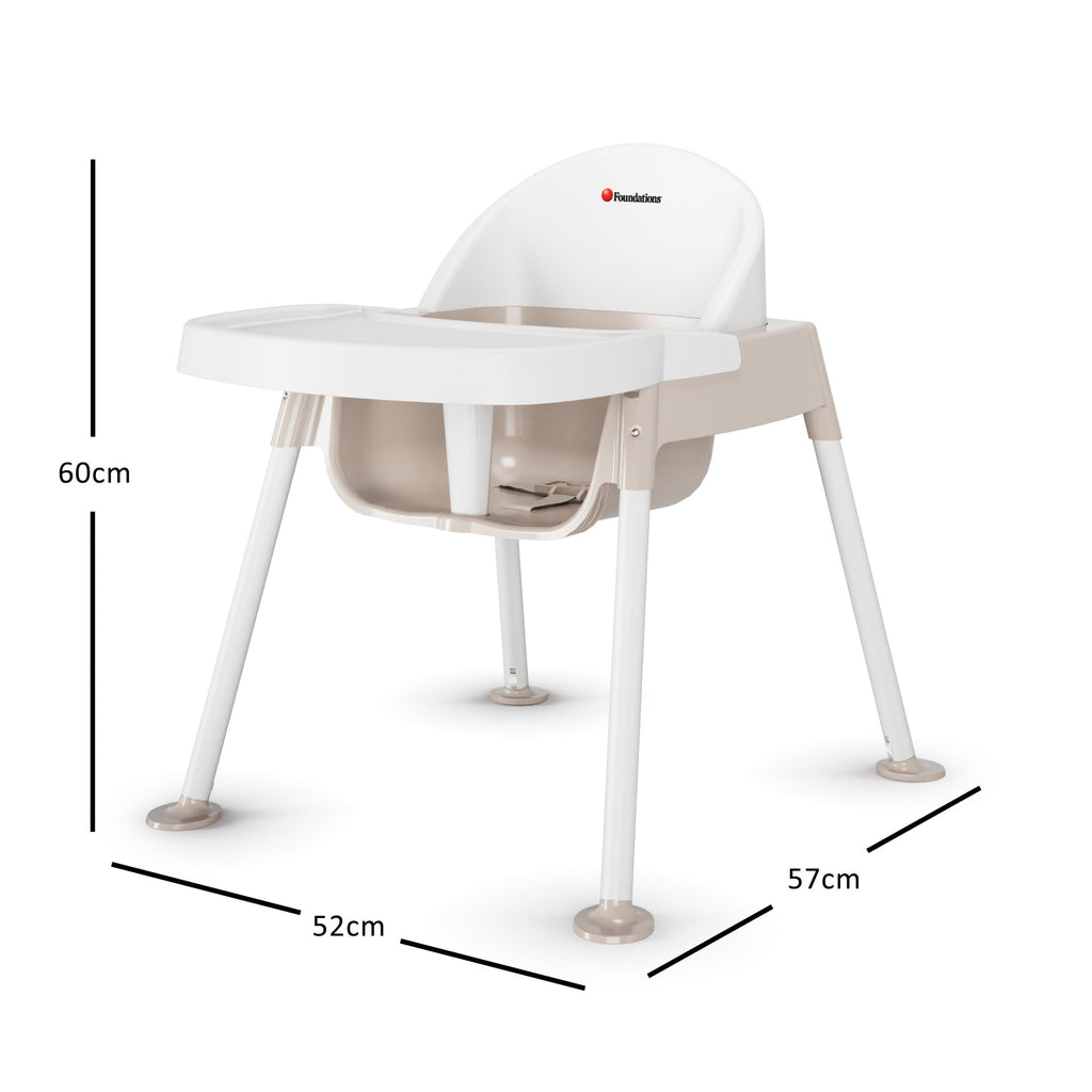 Foundations Secure Sitter 11" Feeding Chair Highchair, White/Tan