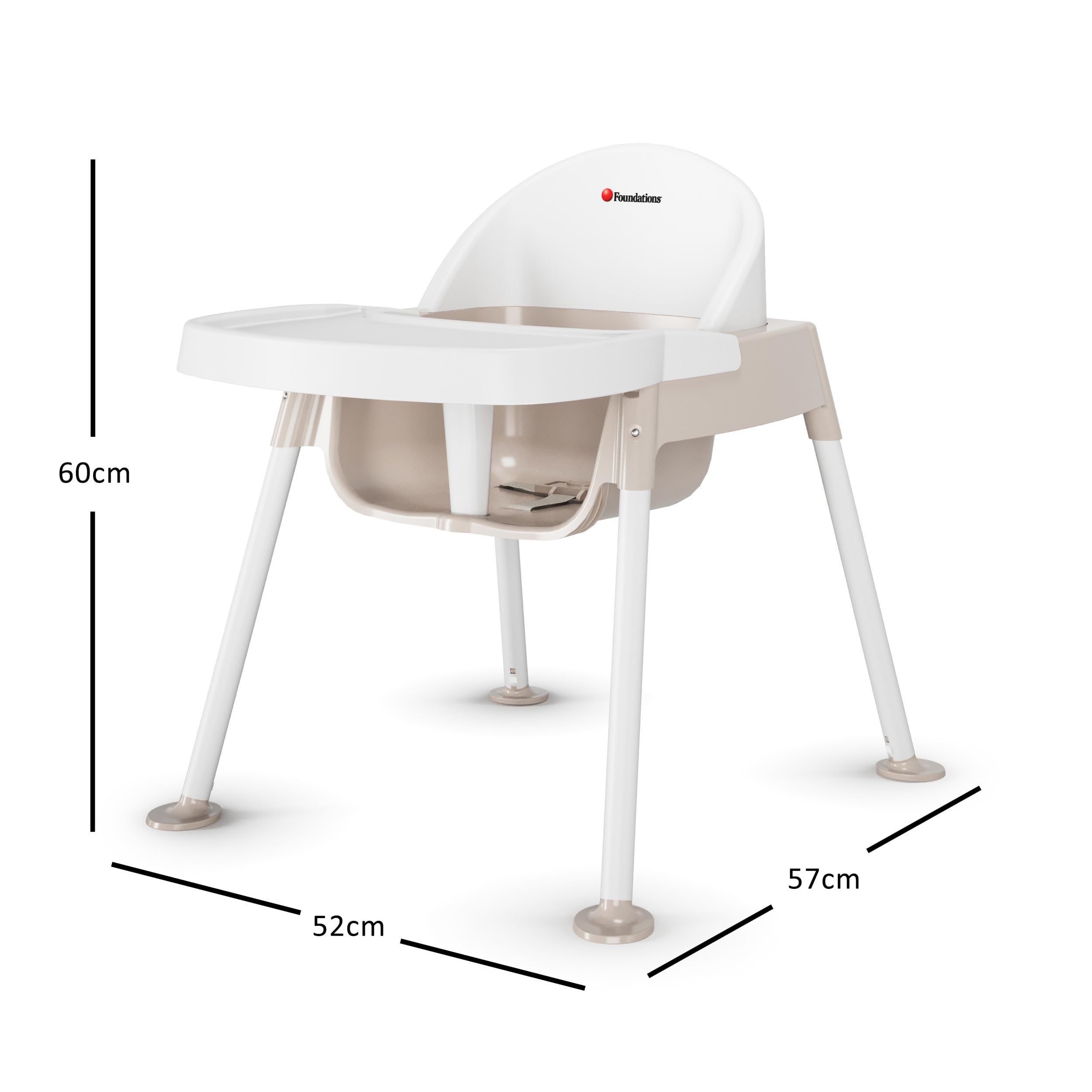 Foundations Secure Sitter 11" Feeding Chair Highchair, White/Tan
