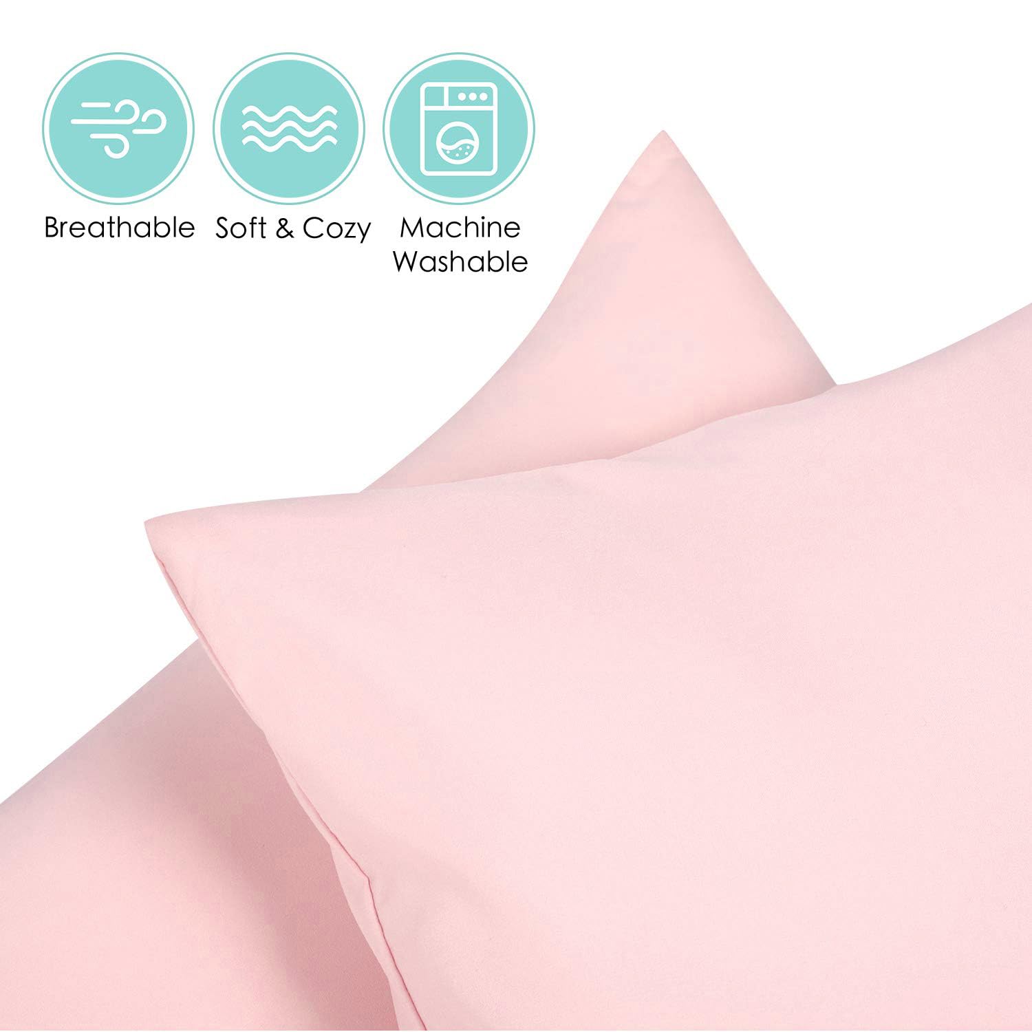 TILLYOU Toddler Pillowcase 2 Pack with Envelope Closure,13" x 18" Silky Soft Microfiber Travel Kids Pillowcase for Boys and Girls, Pink