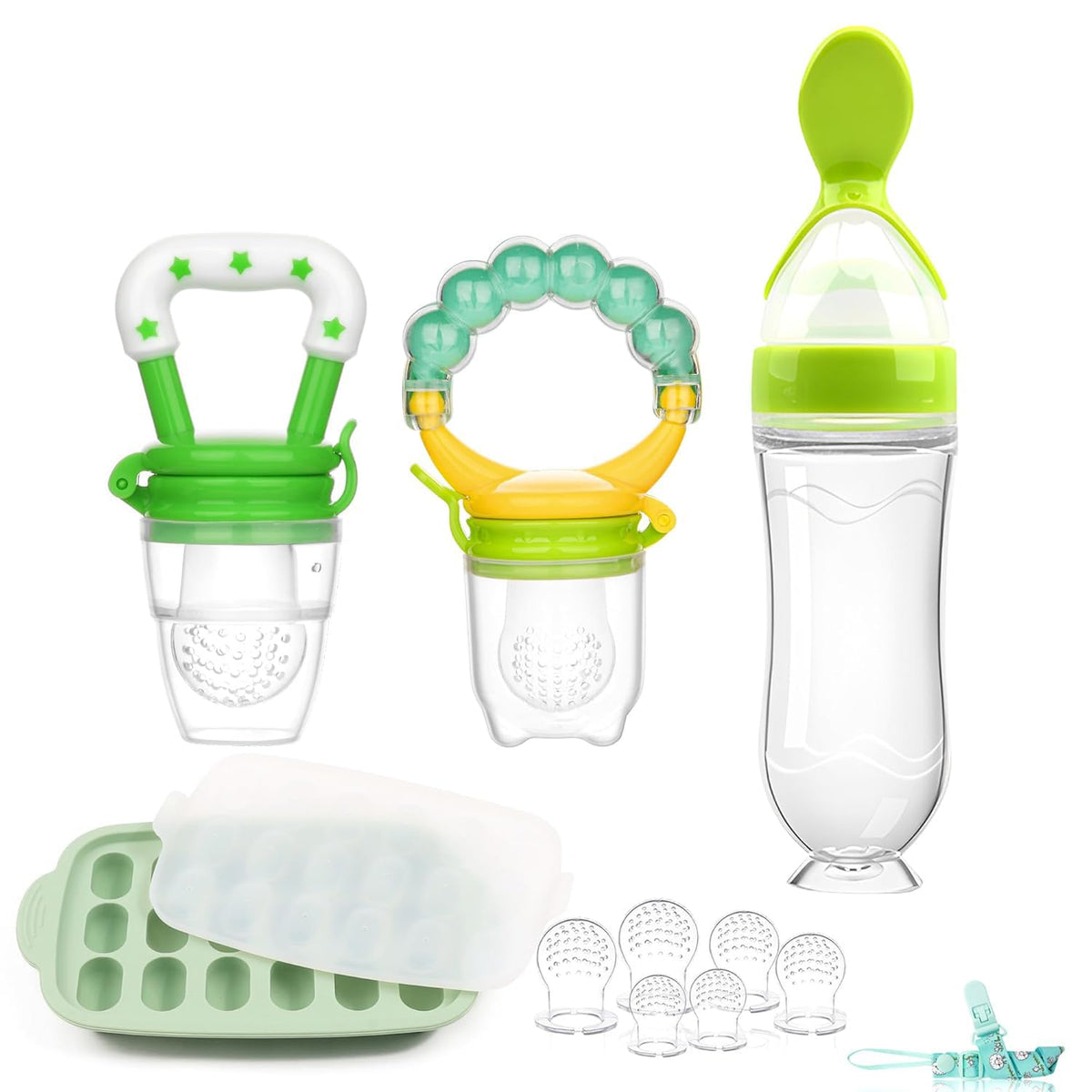 WAJIAYON Baby Breastmilk Popsicle Molds & Babies Fruit Feeder (3 Pack), Infant Food Freezer Tray Storage Containers, Silicone Teething Pacifier Feeder and Teether for Babies,Baby Feeders - Blue