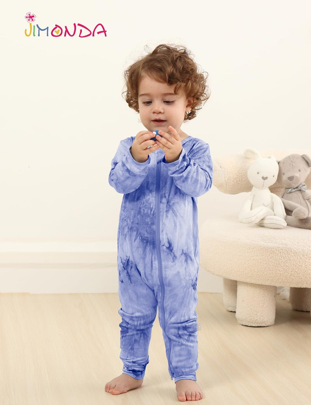 Jimonda Baby Girl Boys Bamboo Rayon Pajamas,Footless Pjs(Flow&Pink&Pur,6-9M)