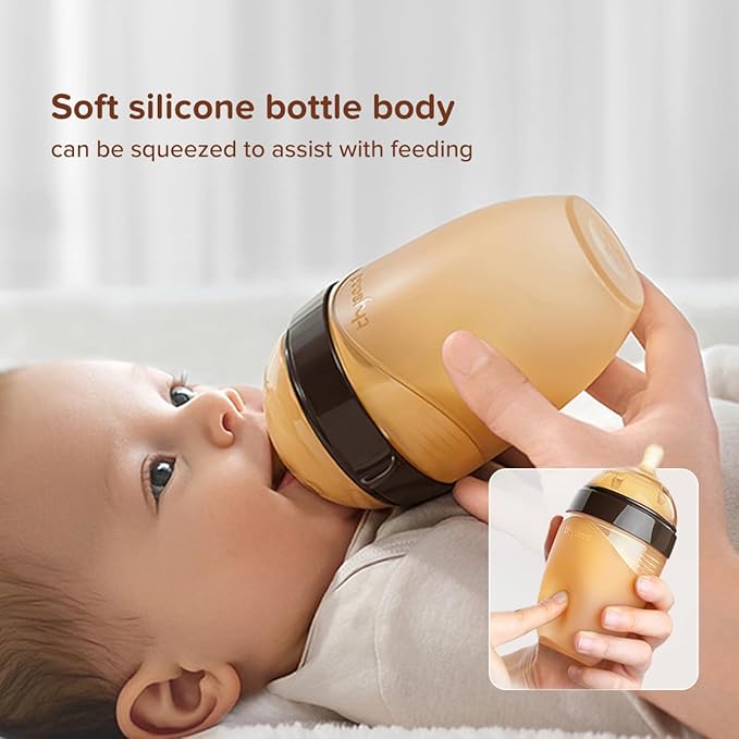 Thyseed Silicone Natural Breast-Like Bottle with Nipple(7-10 Months),8oz，1pack