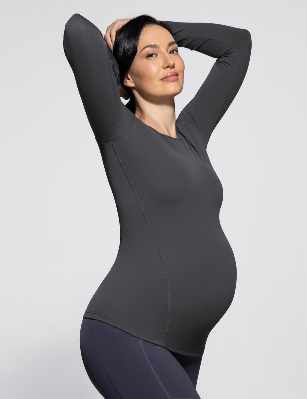 POSHDIVAH Maternity Crew Neck T Shirts for Women Gray Large