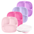 Re-Play Divided Toddler Plates Set of 4 - Deep-Walled 3 Compartment Kids Plates for Picky Eaters - Dishwasher & Microwave Safe - BPA-Free - Made in USA, Princess
