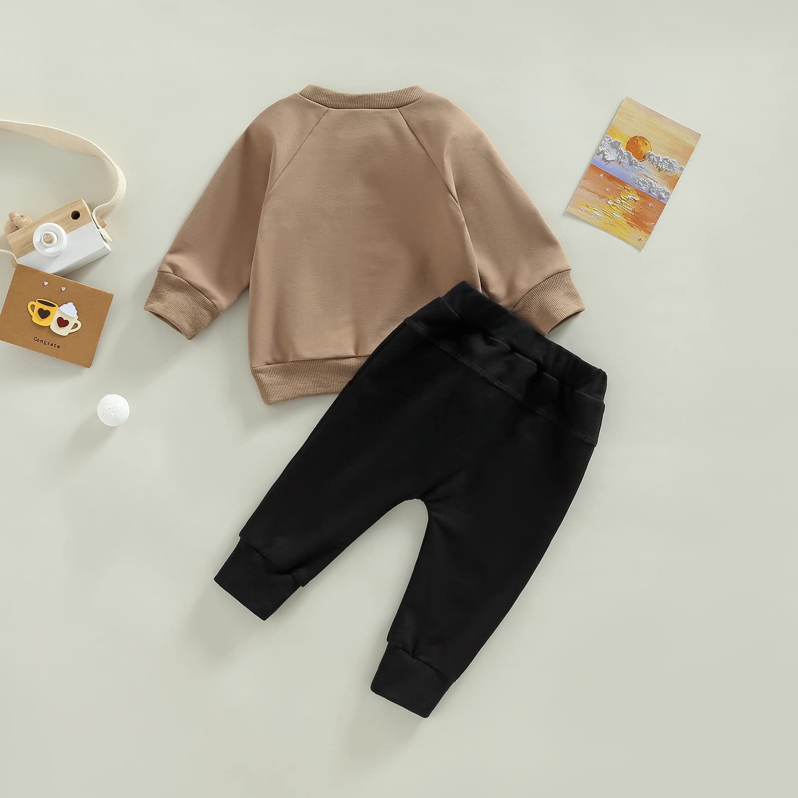 MA&BABY Toddler Baby Boy Clothes Solid Color Sweatshirt Jogger Pants Set