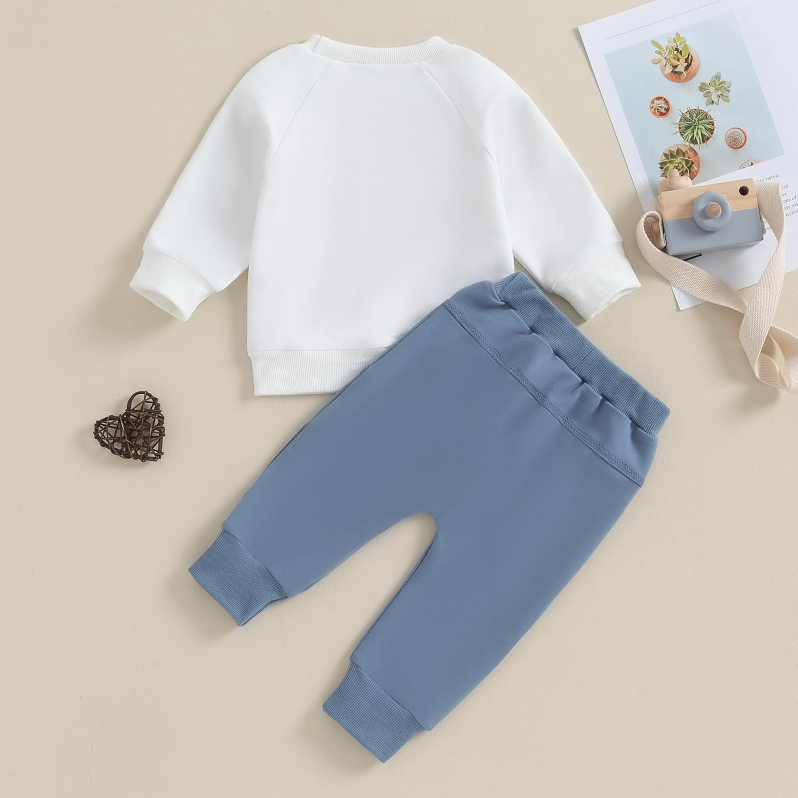 MA&BABY Toddler Baby Boy Clothes Solid Color Sweatshirt Jogger Pants Set