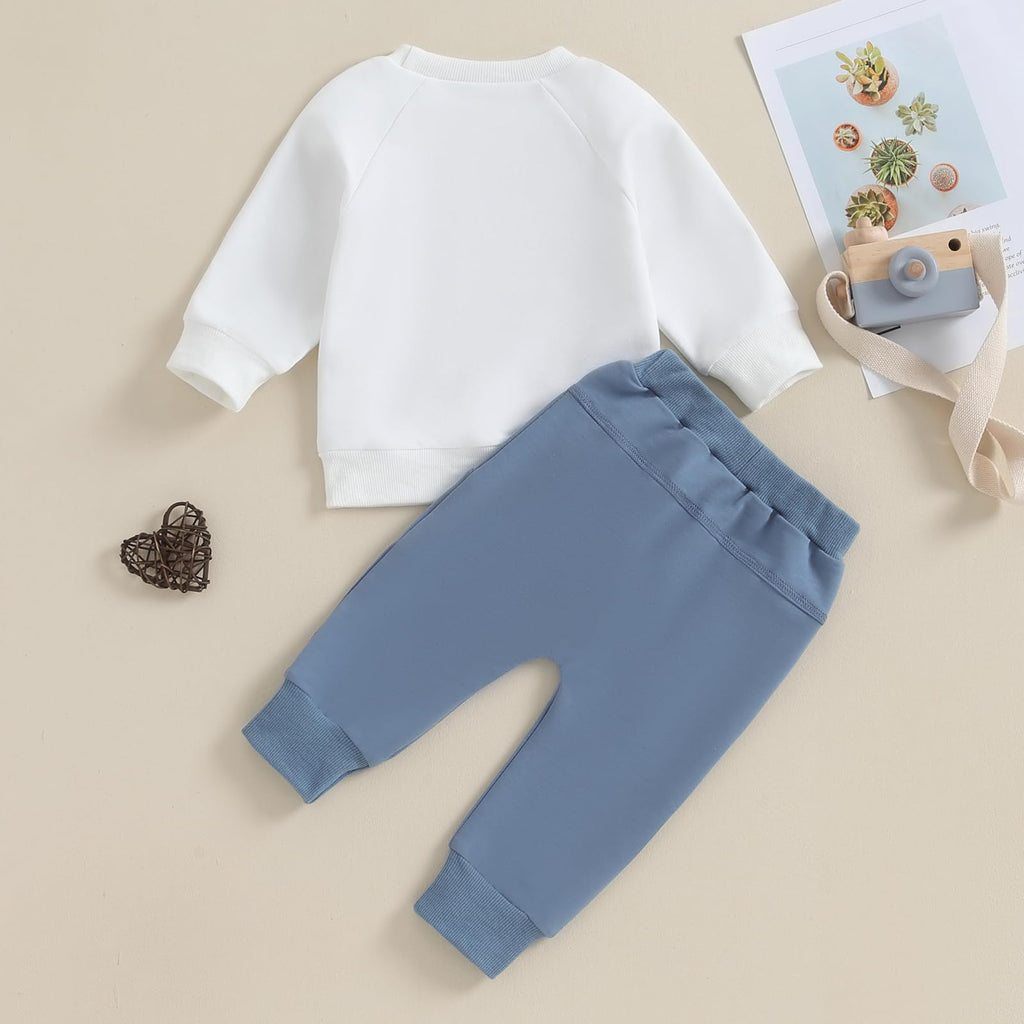 MA&BABY Toddler Baby Boy Clothes Solid Color Sweatshirt Jogger Pants Set