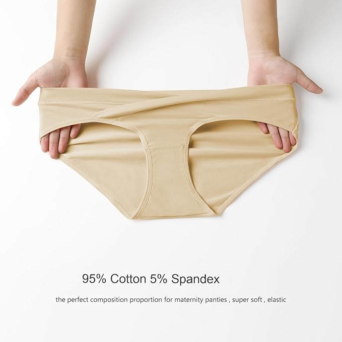 Angelhood 6 Pack Womens Cotton Maternity Underwear,Healthy Maternity Pregnancy Panties Postpartum Mother Under Bump Underwear