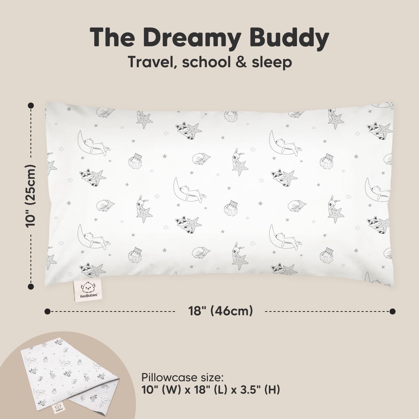 Toddler Pillow with Pillowcase, 10x18 My Little Dreamy Pillow (Slumber)