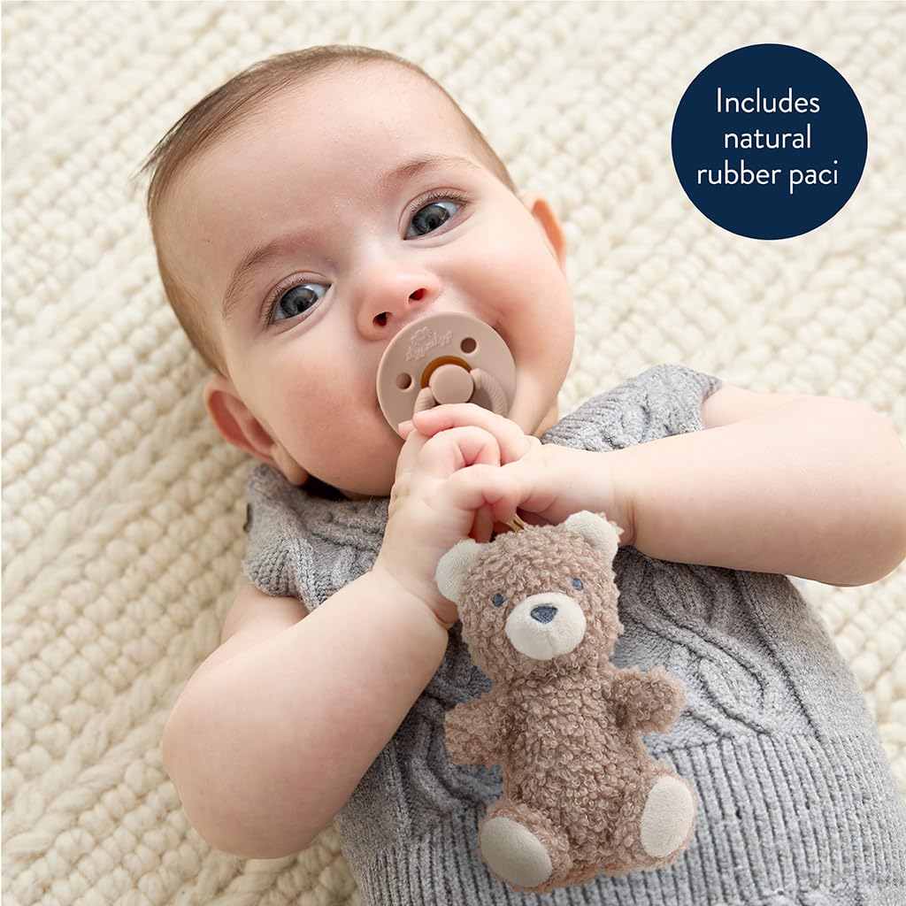 Itzy Ritzy Pacifier & Lovey Set - Natural Rubber Pacifier with Plush Bear