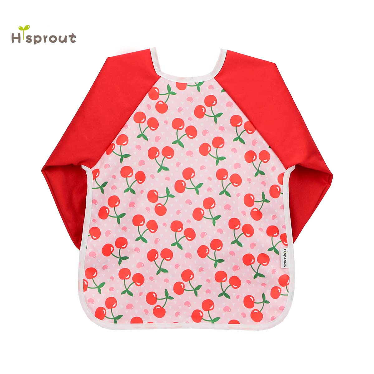 Hi Sprout Infant Toddler Baby Waterproof Sleeved Bib, Bib with Sleeves&Pocket, 6-24 Months (sweet cherry)