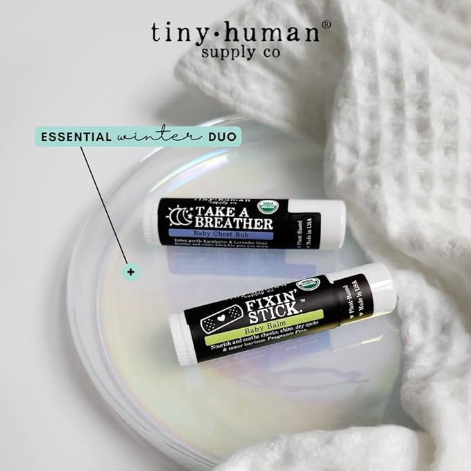 Fixin' Stick Organic Baby Balm 0.5oz, 1-pack for Baby's Red Cheeks, Drooly Chins, Drippy Noses and Dry Skin. No Artificial Dyes, Fragrances or Petrolatum. Cruelty Free. Made in USA.