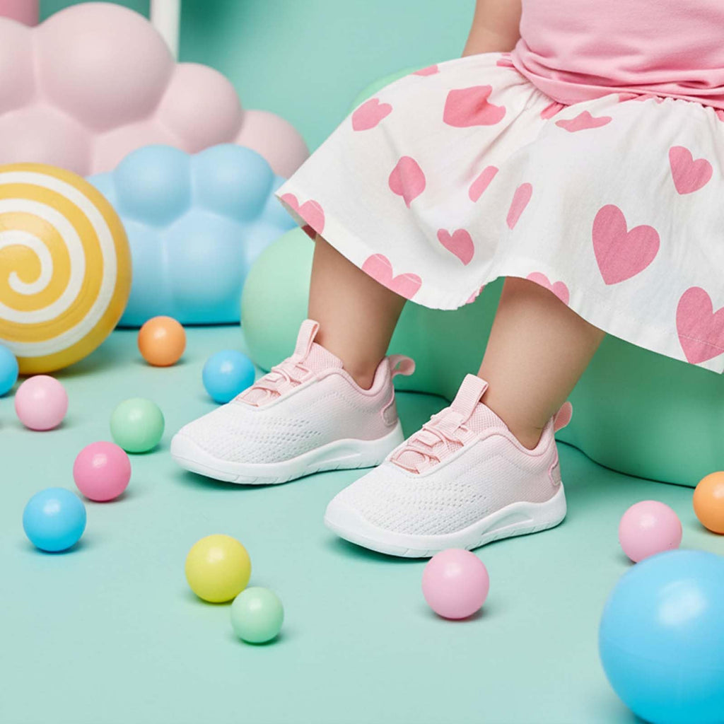 MORENDL Toddler Sneakers Baby Slip On Walking Shoes Non-Slip Breathable Boys & Girls Running Shoes Infant Tennis Shoes White Pink 9-12 Months Size 4.5