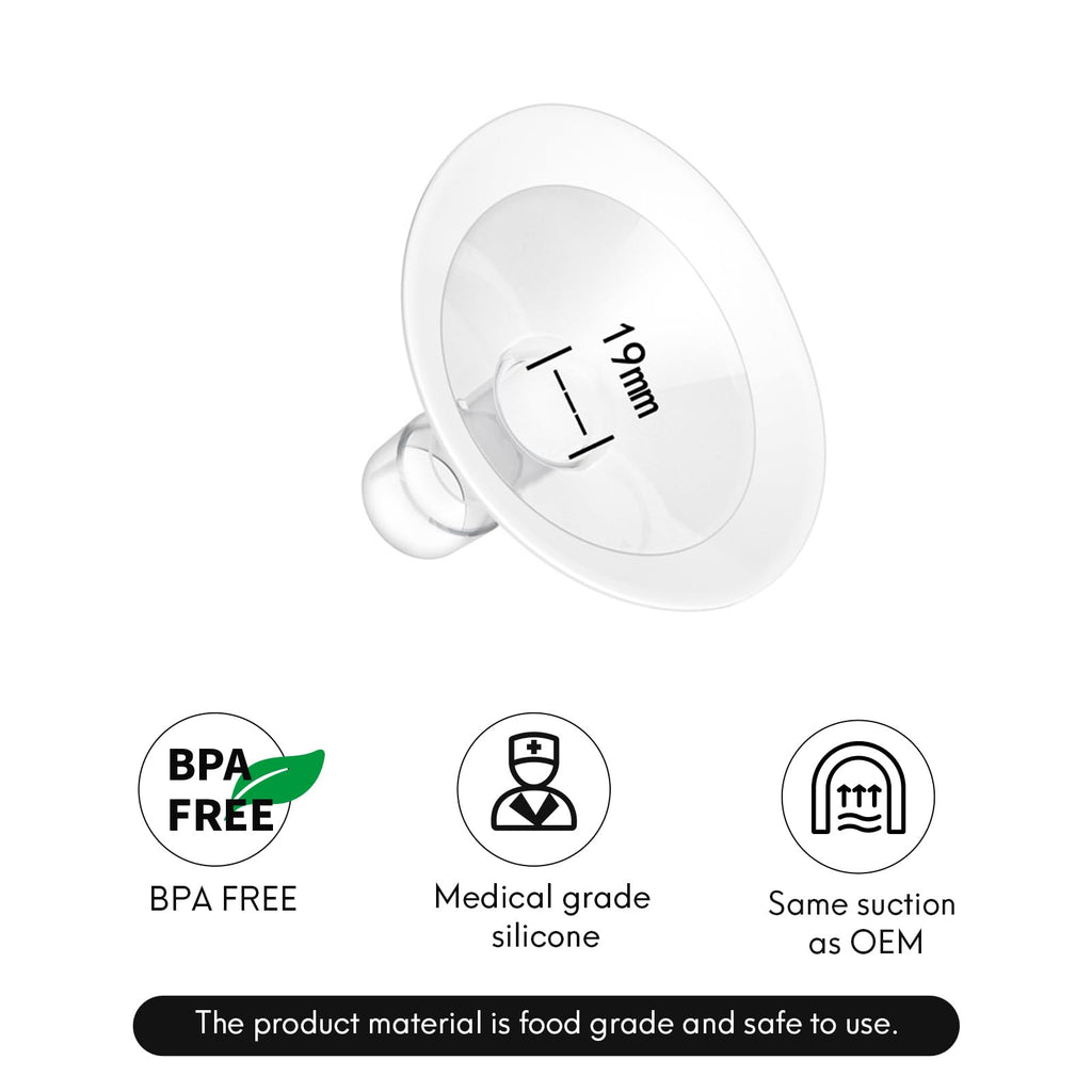 Replace Flanges 2-Pack of 19mm Breast Shields Compatible with Lansinoh, Medela, Spectra Breast Pumps, Pump Parts for Medela Breast Shields Personalfit Flex, Lansinoh Flange Accessories, Spectra Flange