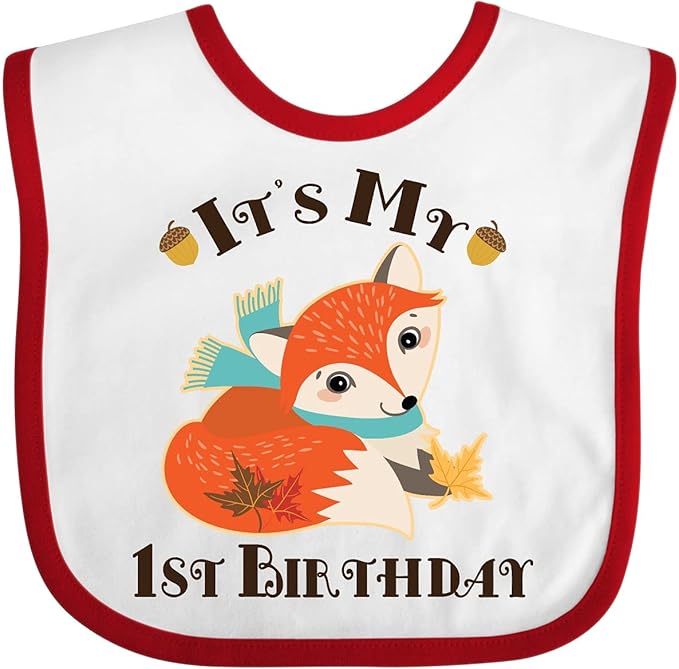 inktastic 1st Birthday Woodland Fox Baby Bib