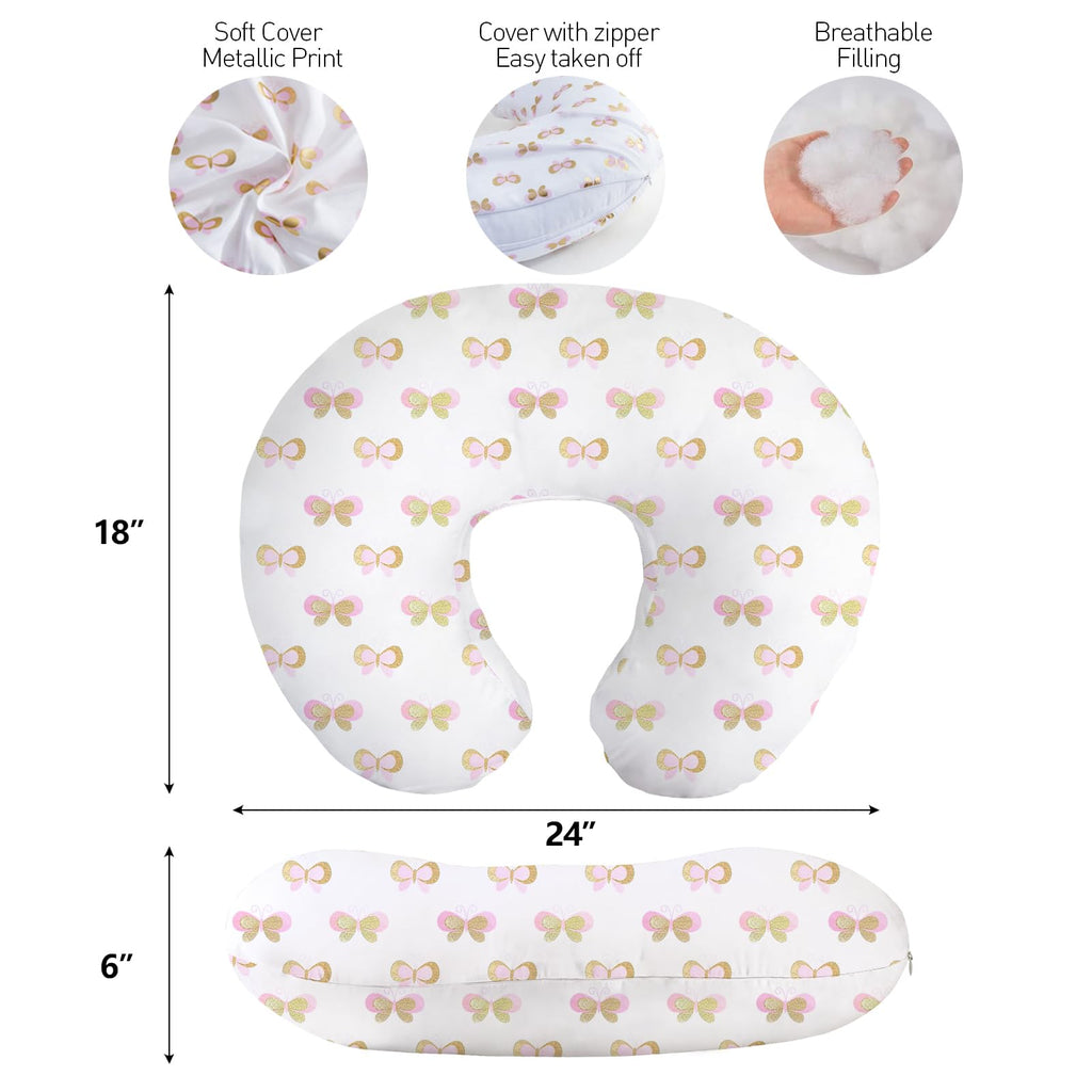 Little Grape Land Nursing Pillow for Infants, Breastfeeding Pillows, Baby Pillow for Nursing, Bottle Feeding with Machine Washable Cover & Breathable Filling