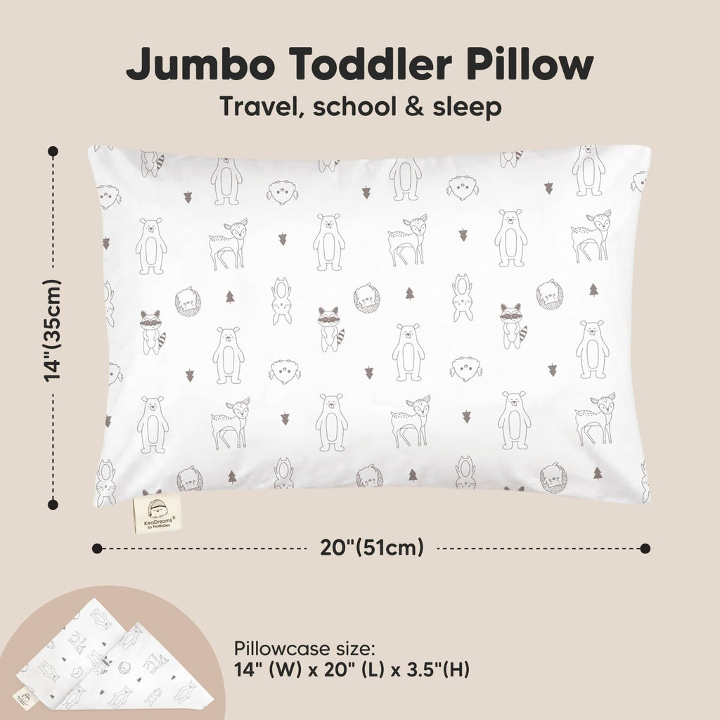KeaBabies Organic Toddler Pillow with Pillowcase, Jumbo 14X20 (KeaFriends)