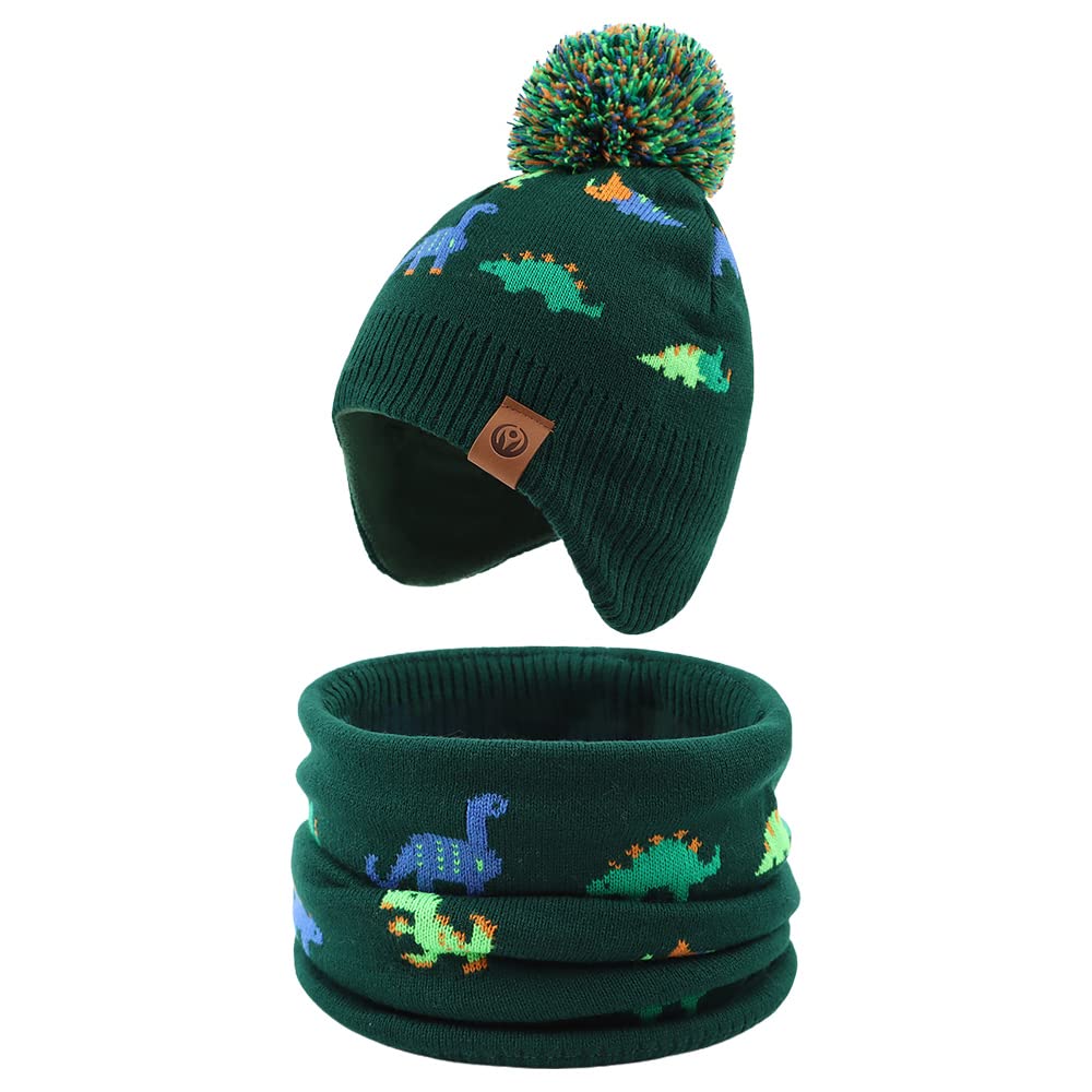JANGANNSA Knitted Baby Hat Scarf Winter Warm Boy Girl Beanie Fleece Lining