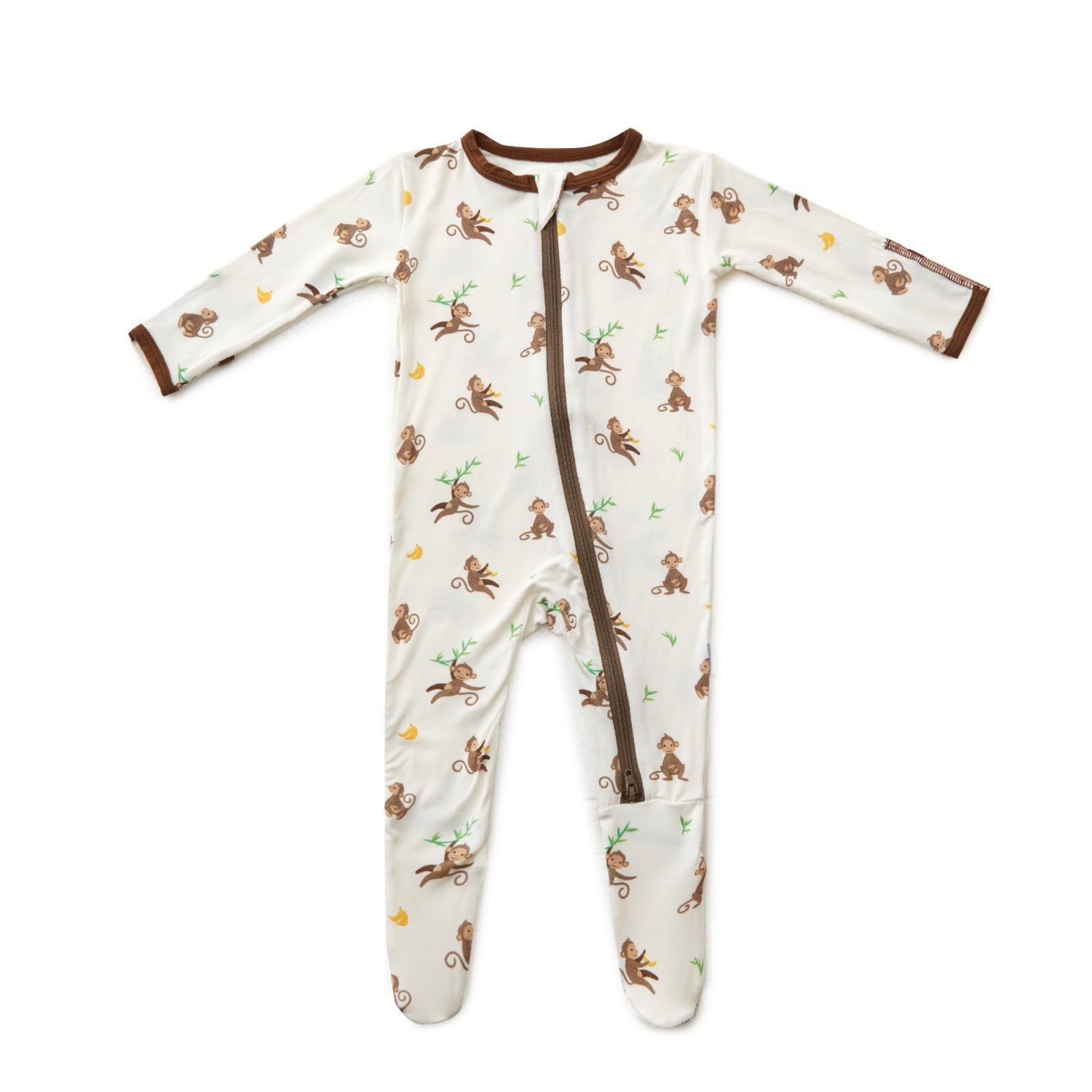 Bamboo Little Soft Baby Footie Pajamas, Monkey, 6-9 Months