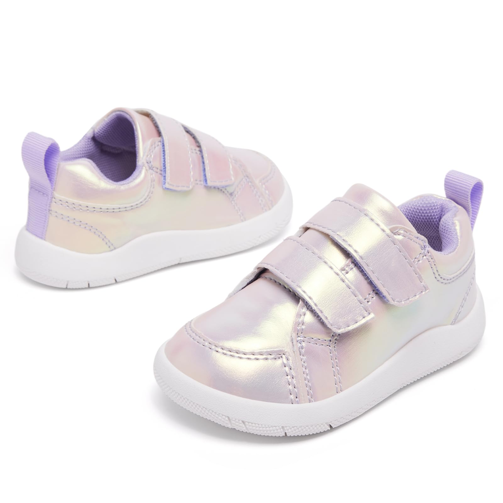 MORENDL Toddler Shoes Girls Wide Toe Box Barefoot Shoes Baby Girl Walking Shoes Non-Slip Minimalist Sneakers Comfort Zero Drop Tennis Outdoor Activities Sparkling Purple
