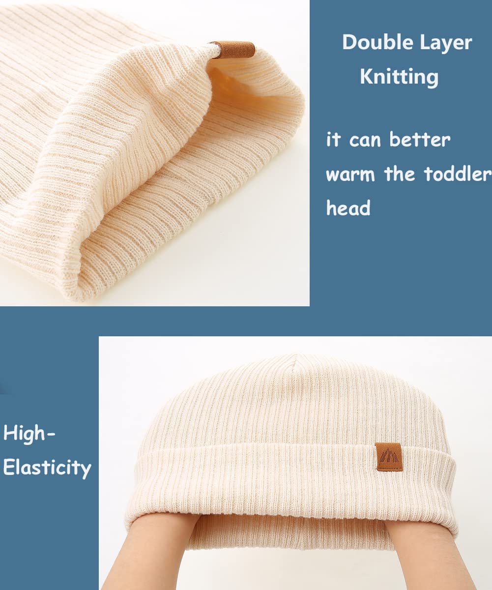 Moon Kitty 2 Pack Boys Beanies Soft Warm Kids Beanie Knitted Toddler Beanie Hats Caps for Boys Girls