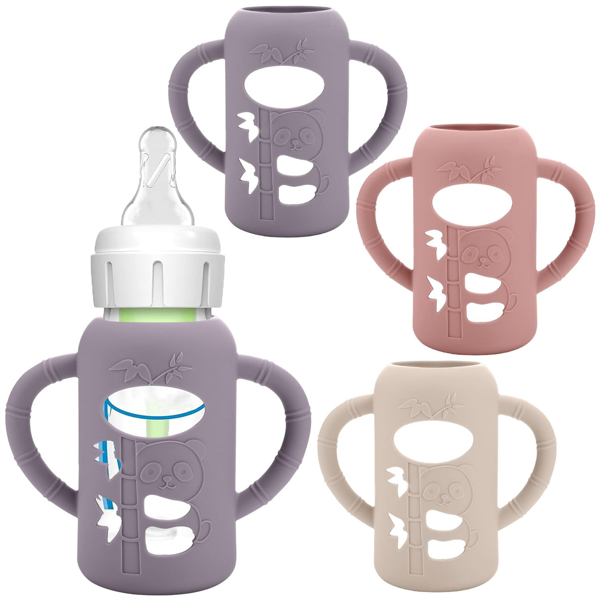 BUSOHA 3 Pack Silicone Sleeves for Dr Brown Glass Narrow Baby Bottle