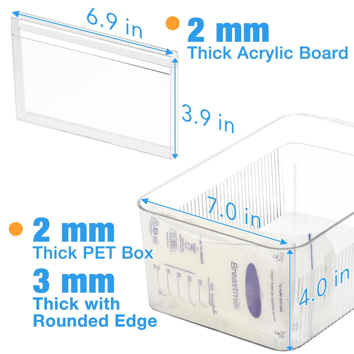Ugotfeels 2 Pack Breastmilk Storage Bags Container with Freezer Flattener