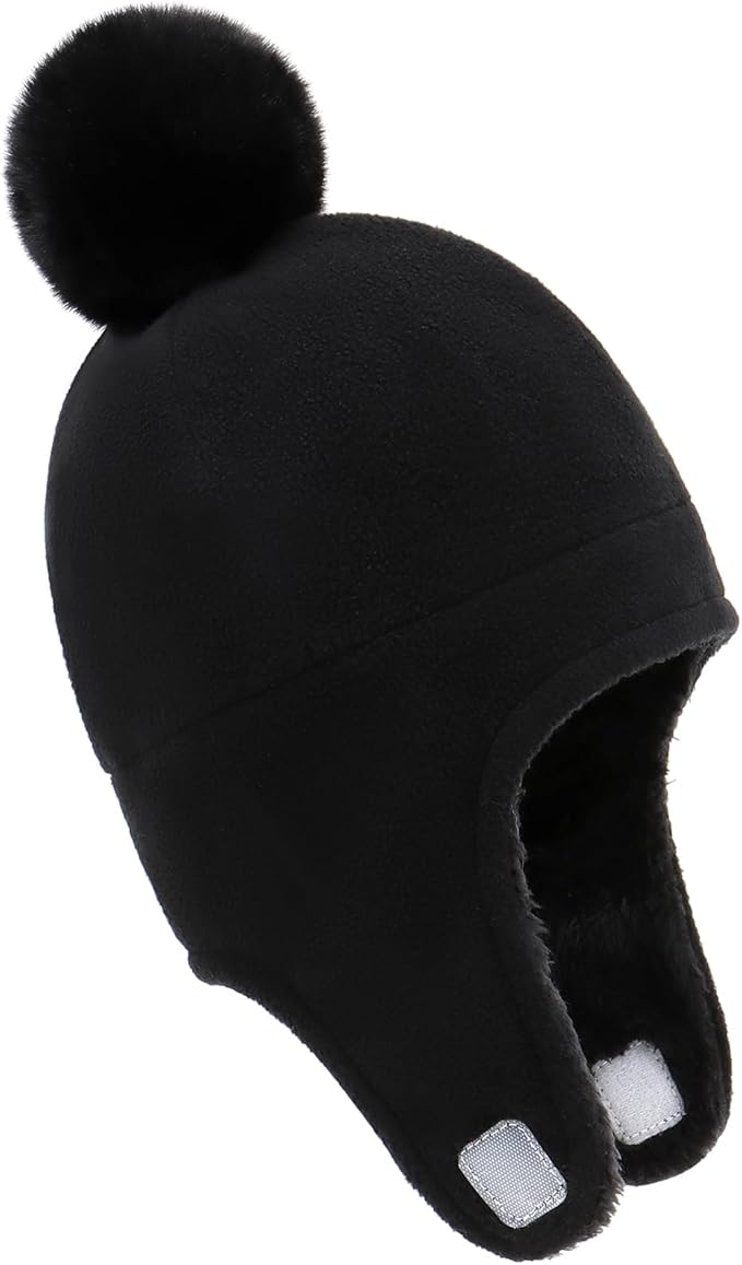 Baby Beanie Hat Pom Full Hood Hat Toddler Winter Hat Fleece Earflap Cap for 6M-4T Boys Girls Winter