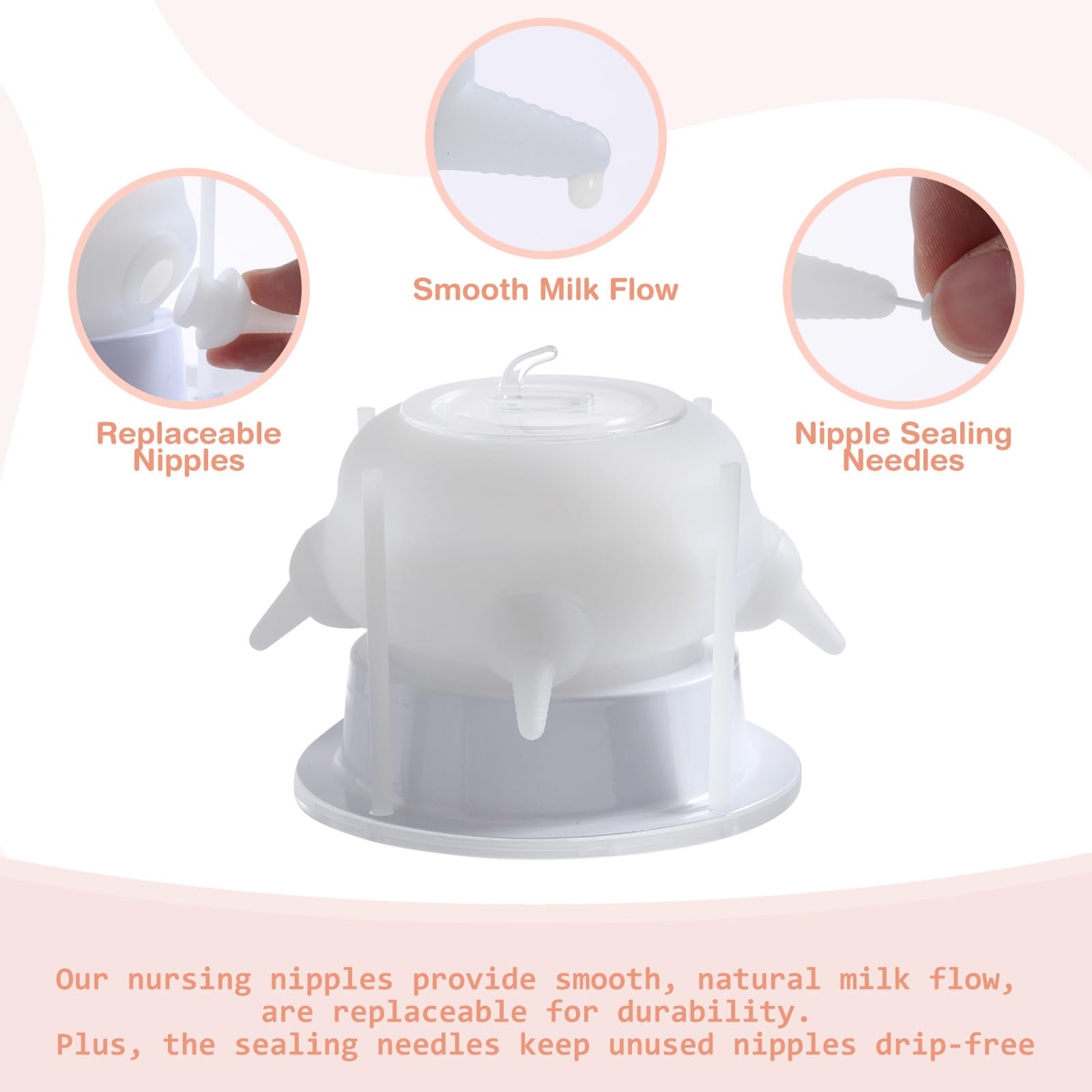 Elevonix Nursing Nipple for Kittens, Nursing Nipple with 4 Adjustable Detachable Nipples – Perfect Replacement for Nursing Bottles, Puppy Feeder for Newborn Kittens & Puppies, 200ml Capacity(White)
