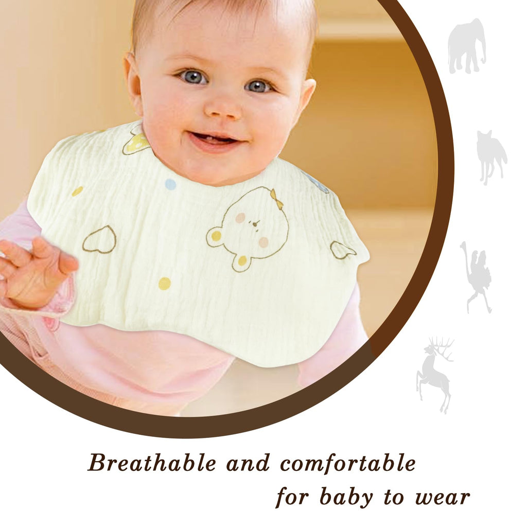 Muslin Baby Bibs 10 Pack Absorbent Adjustable Organic Cotton Drool Bibs