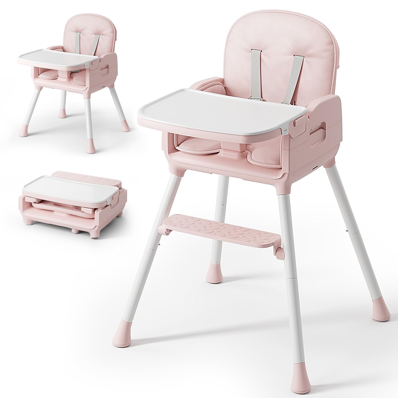 Obee Odee 3-in-1 Portable Baby High Chair for Babies and Toddlers (Pink)
