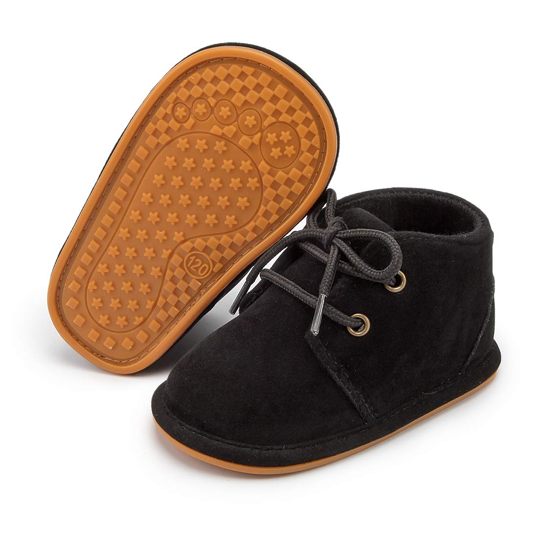 Zoolar Baby Unisex Warm Snow Boots Newborn Leather Fur Lace Up Ankle Anti-Slip Rubber Texture Sole Toddler Prewalker Winter Crib Shoes